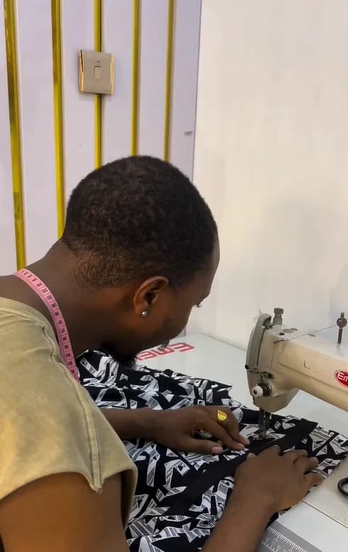 Sewing a black and white print