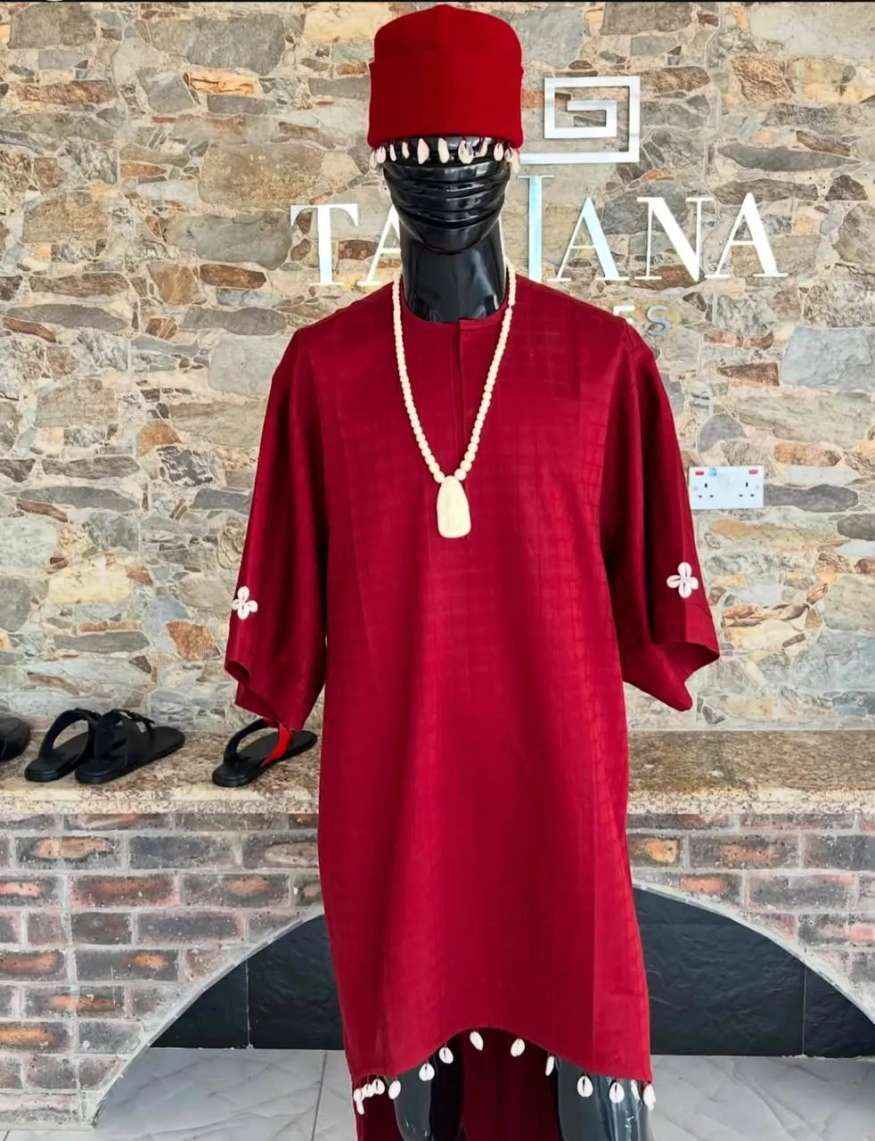 Wine red tunic with beaded hem